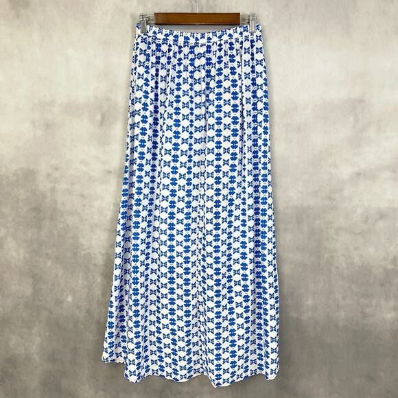 Magic Boho Skirt Womens Medium Blue Multicolor Geometric Rayon Ruffle Festival - Picture 3 of 7